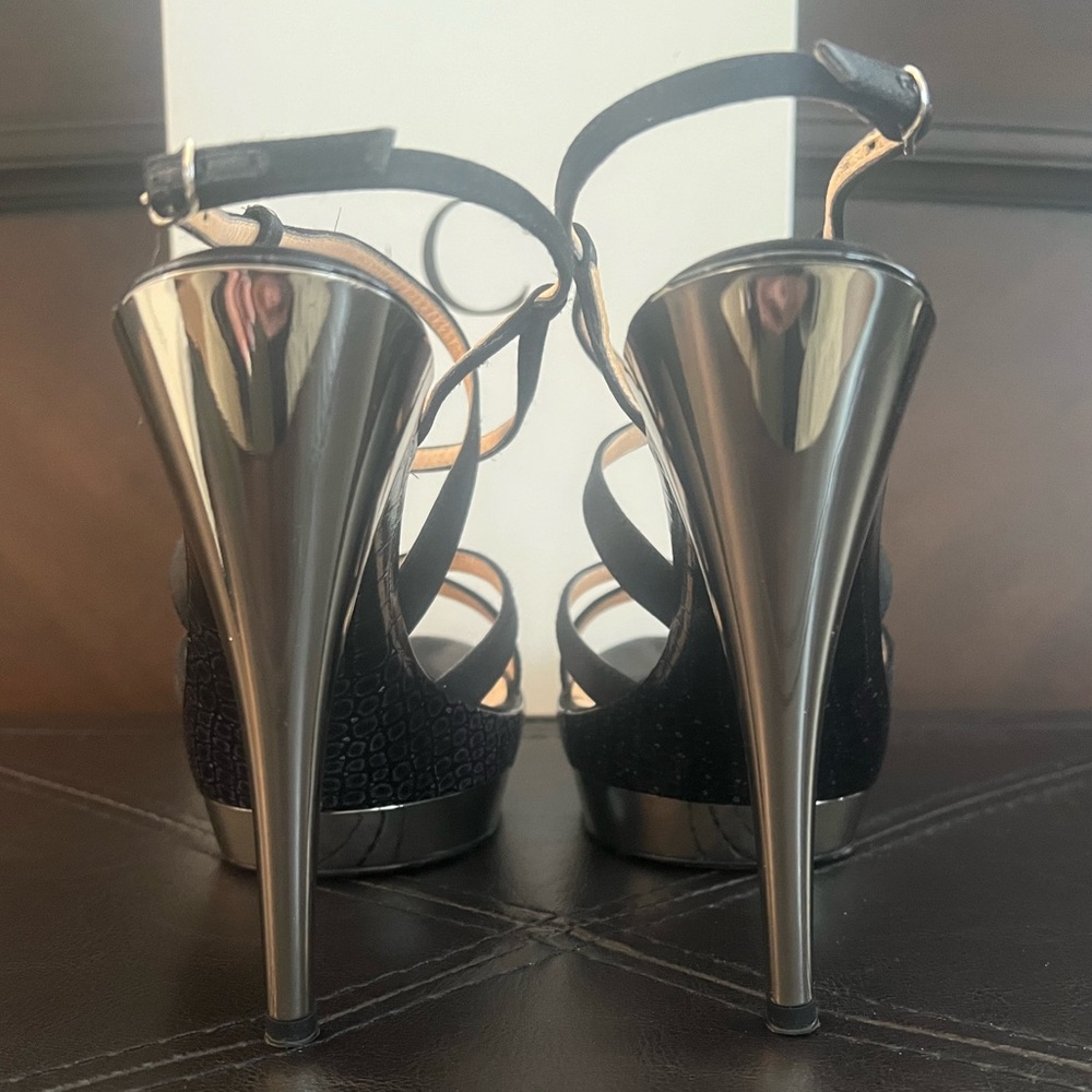 Casadei Pellame Raso Nero Stiletto Strappy Sandals. Size 37/7 - Picture 8 of 14